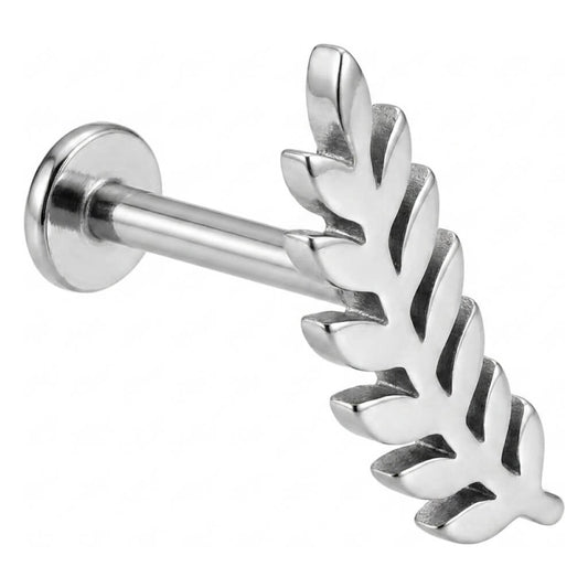 Titanium Labret Leaf Twig Internally Threaded