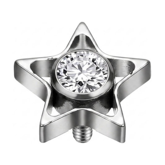Titanium Top Open Star With Clear Stone Internally Threaded