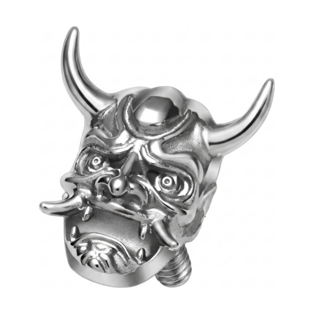 Titanium Top Horned Oni Demon Mask Internally Threaded