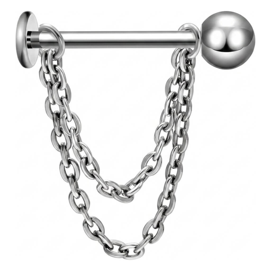 Titanium Labret Double Chain