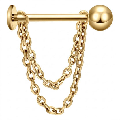 Titanium Labret Double Chain