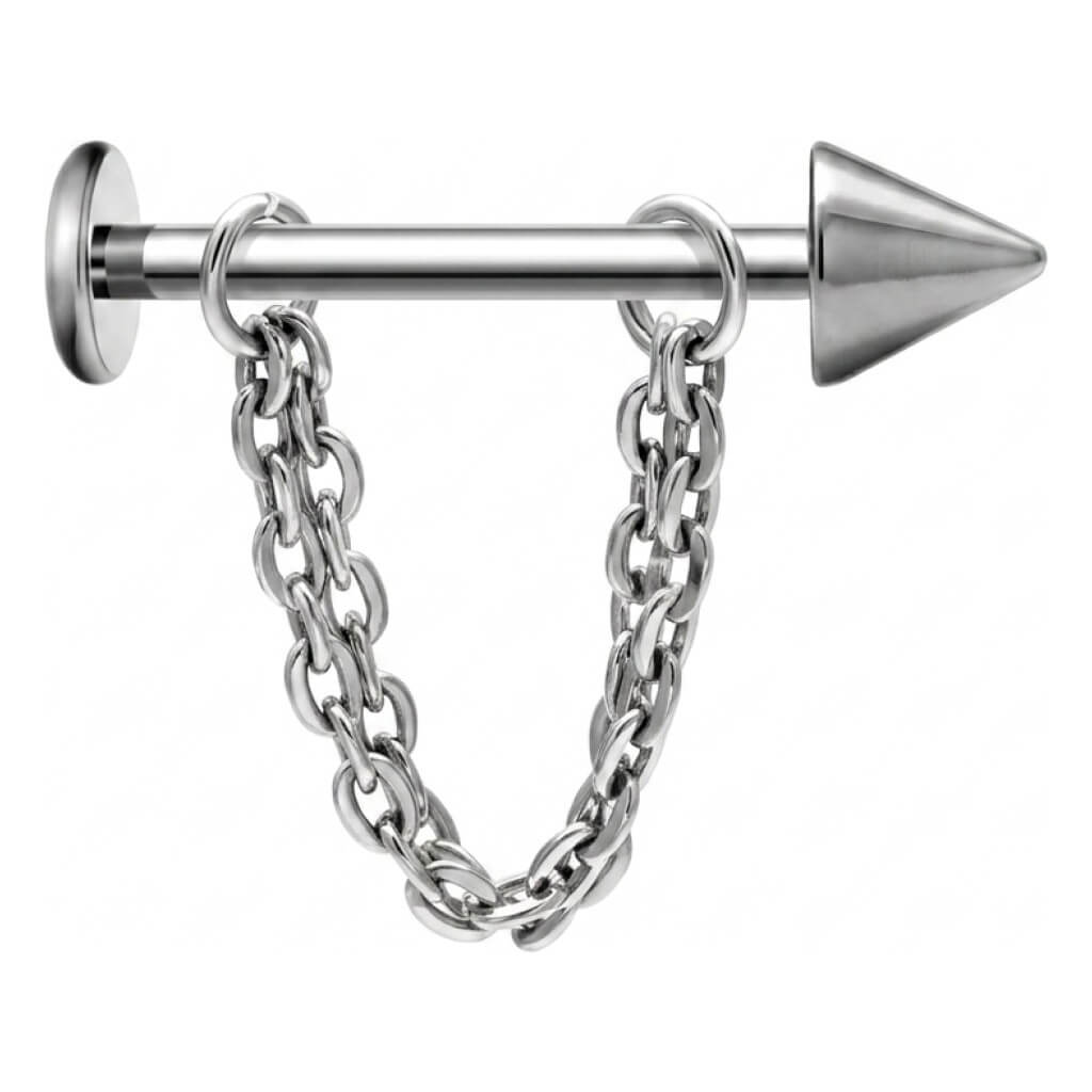 Titanium Labret Spike with Chain
