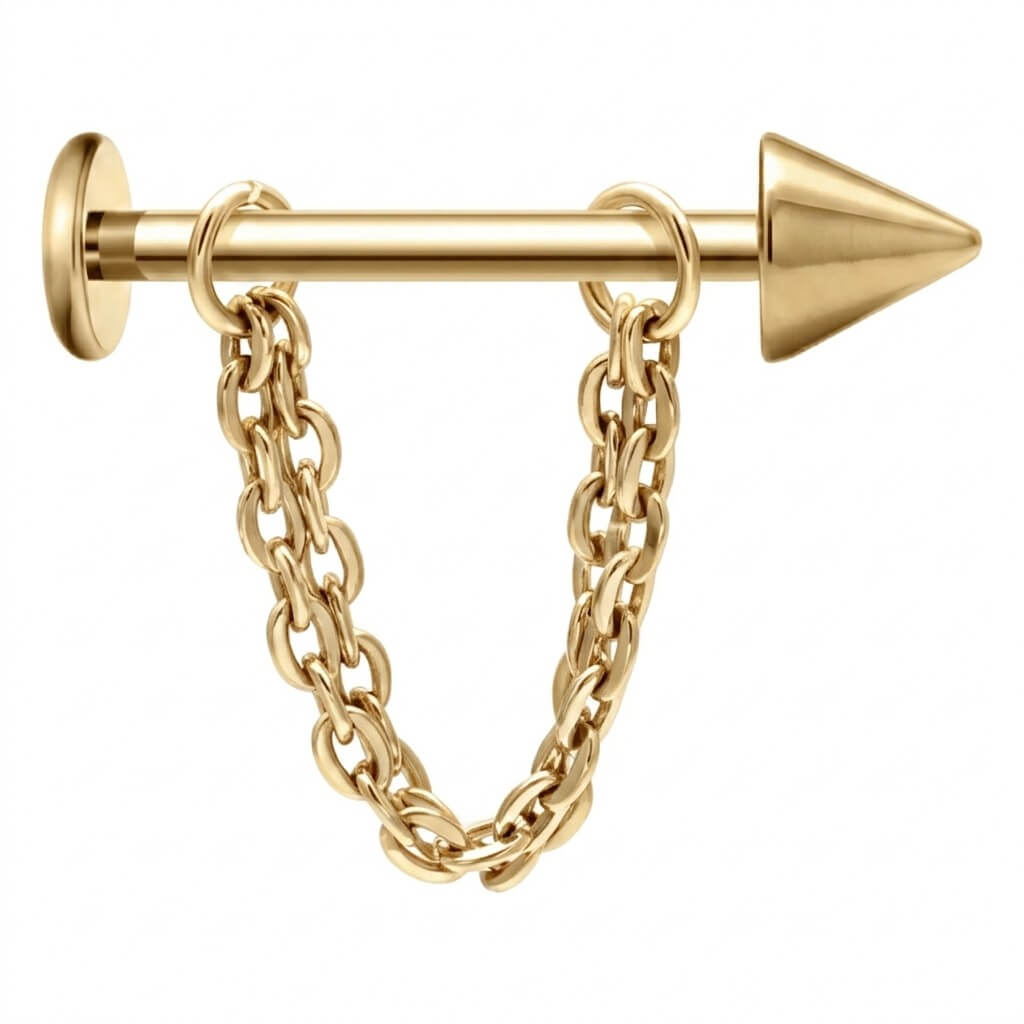 Titanium Labret Spike with Chain