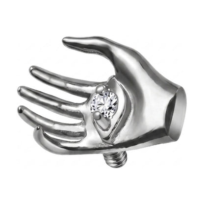 Titanium Top Open Hand With Clear Stone Internally Threaded