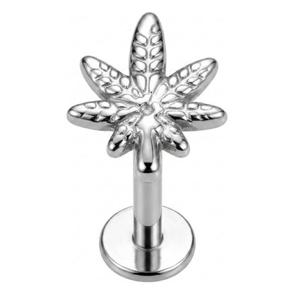 Titanium Labret Cannabis Leaf Internally Threaded