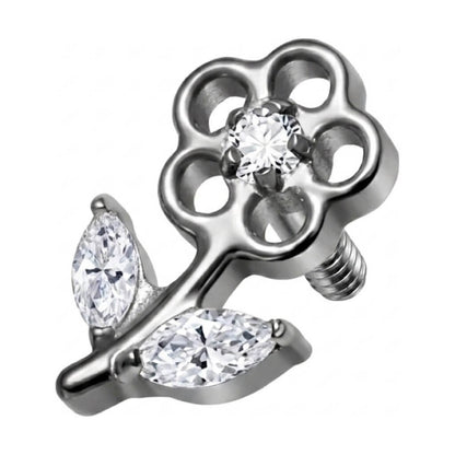 Titanium Top Cutout Flower With Leaves Internally Threaded