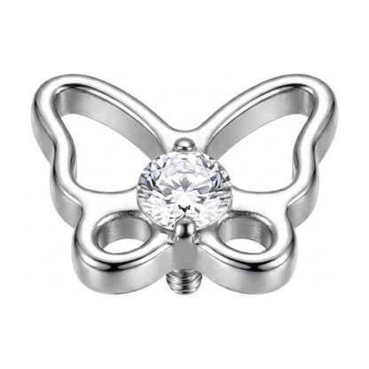 Titanium Top Butterfly With Center Stone Internally Threaded