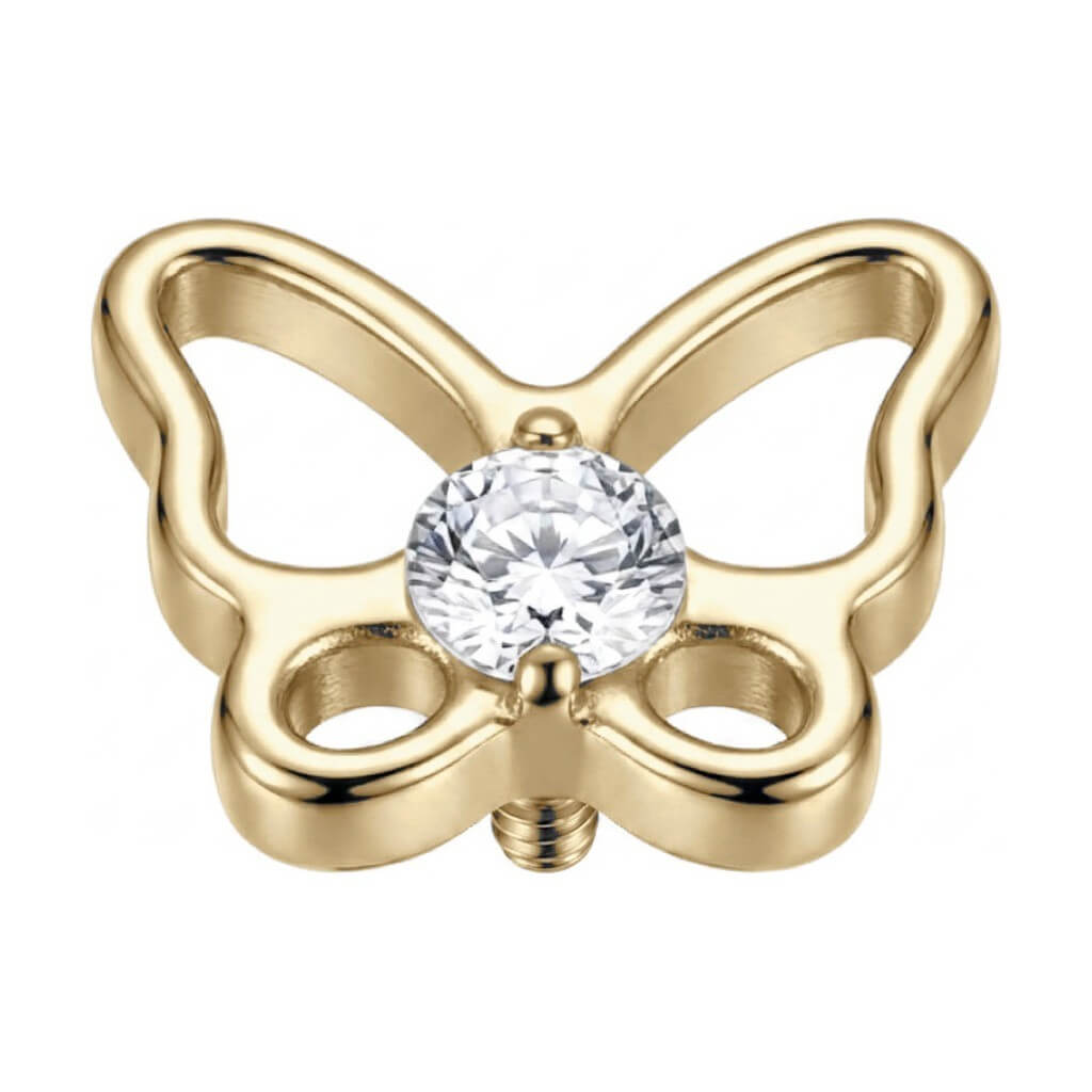 Titanium Top Butterfly With Center Stone Internally Threaded