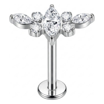 Titanium Labret Marquise Zirconia Cluster Internally Threaded