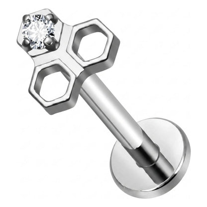 Titanium Labret Honeycomb Zirconia Internally Threaded