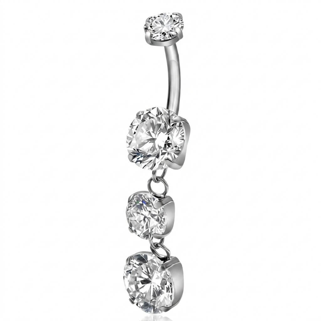 Titanium Belly Button Piercing Zirconia Dangle Internally Threaded