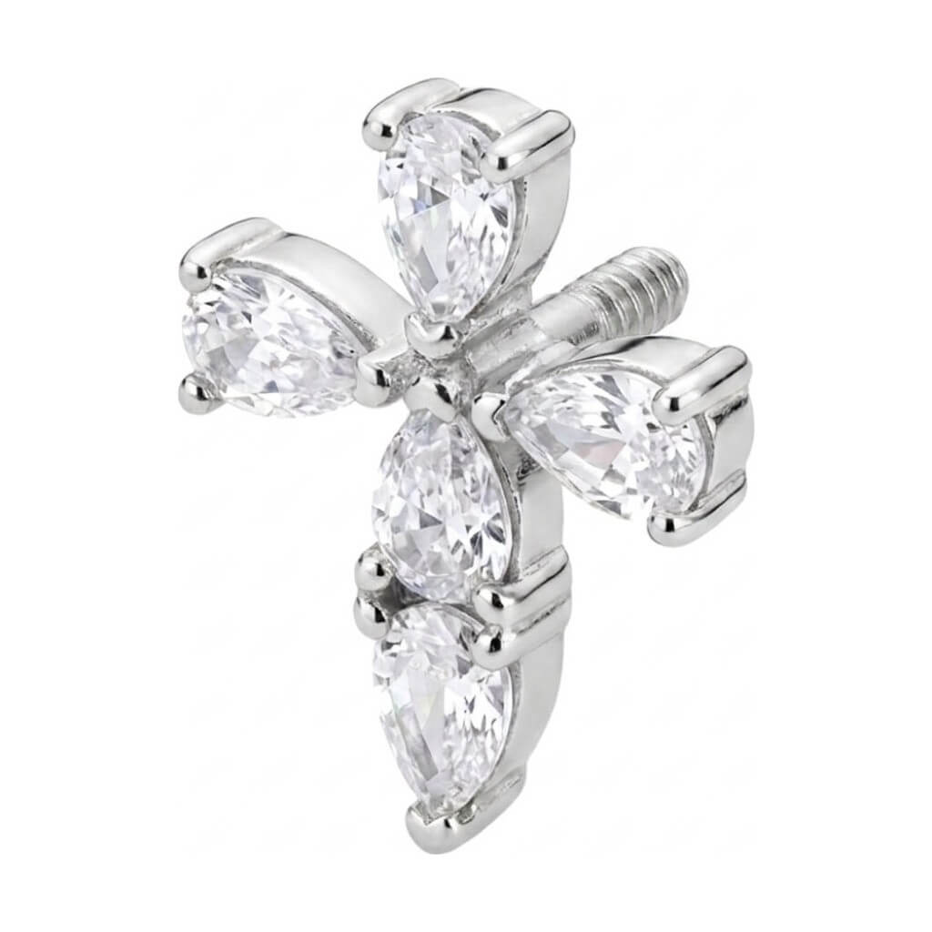 Titanium Top Pear Stone Cross Internally Threaded